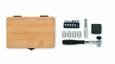 Logo trade promotional merchandise picture of: 13 piece tool set, bamboo case