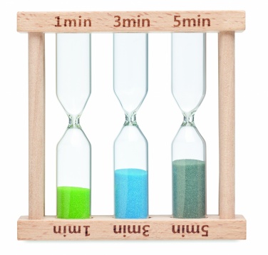 Logo trade promotional items image of: Set of 3 wooden sand timer