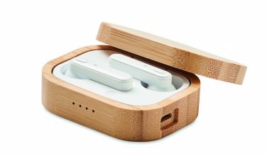 Logotrade advertising products photo of: TWS earbuds in bamboo case