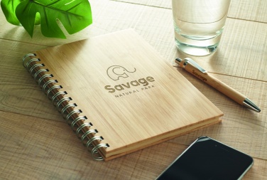 Logo trade promotional giveaway photo of: A5 ring bound Bamboo notebook