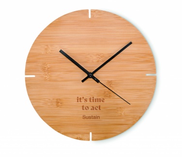 Logo trade promotional items image of: Round shape bamboo wall clock