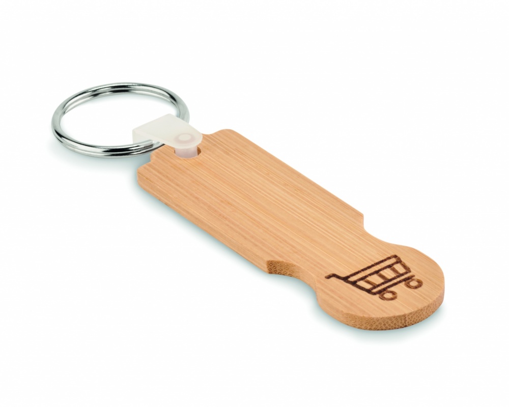 Logo trade corporate gift photo of: Bamboo euro token key ring Rauma