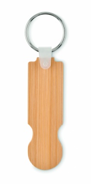 Logo trade promotional gifts picture of: Bamboo euro token key ring Rauma