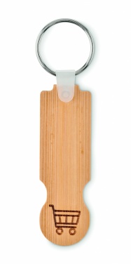 Logo trade advertising products picture of: Bamboo euro token key ring Rauma