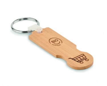 Logotrade promotional gifts photo of: Bamboo euro token key ring Rauma