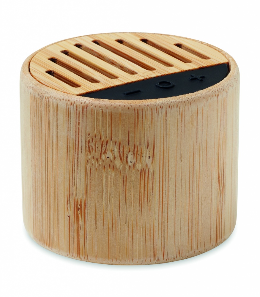 Logotrade promotional giveaways photo of: Round bamboo wireless speaker