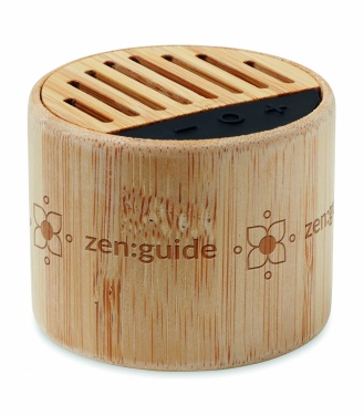 Logotrade corporate gift picture of: Round bamboo wireless speaker