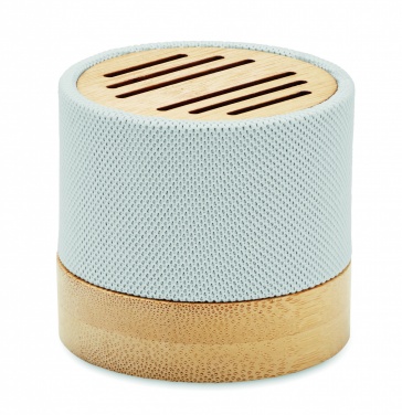 Logo trade corporate gifts image of: Bamboo RPET wireless speaker