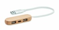 3 port USB hub with dual input, Wood