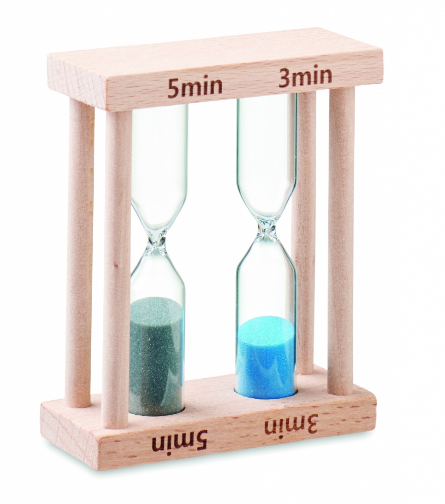 Logo trade advertising products image of: Set of 2 wooden sand timers