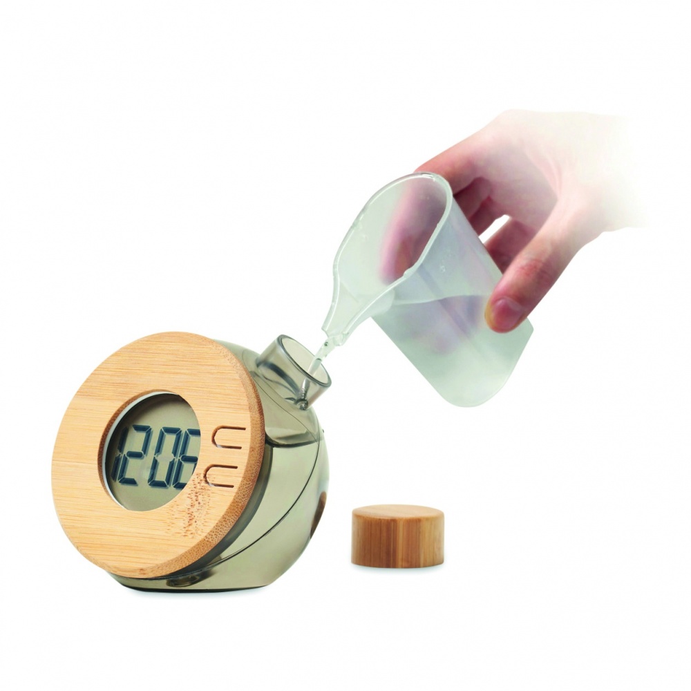 Logotrade promotional items photo of: Water powered bamboo LCD clock