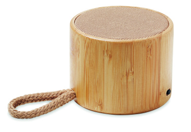 Logo trade promotional giveaways picture of: Round bamboo wireless speaker