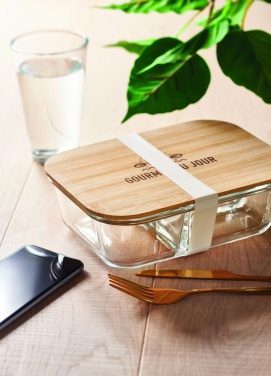 Logo trade business gifts image of: Glass lunch box with bamboo lid