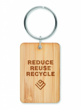 Logo trade corporate gifts picture of: Rectangular bamboo key ring Riihimäki