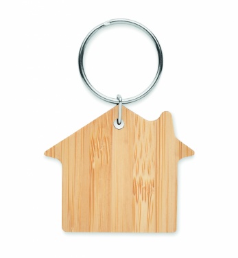 Logotrade advertising products photo of: House shaped bamboo key ring Järvenpää