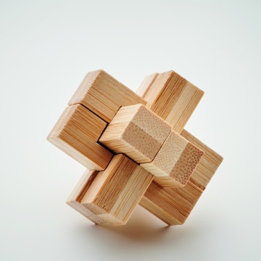 Logo trade promotional giveaways image of: Bamboo brain teaser puzzle