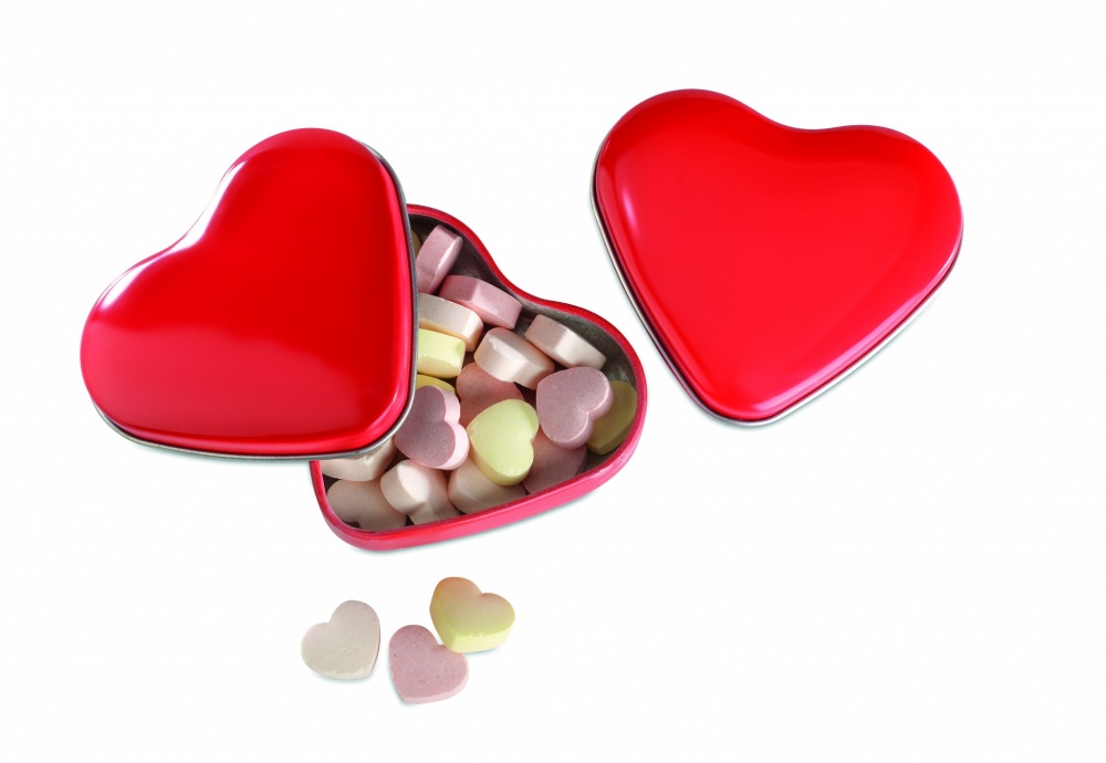 Logo trade corporate gifts picture of: Heart tin box with candies