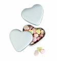 Heart tin box with candies, White