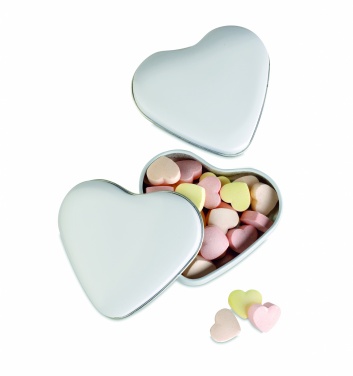 Logo trade promotional giveaway photo of: Heart tin box with candies