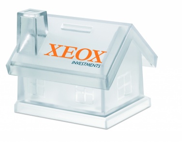 Logo trade promotional gift photo of: Plastic house coin bank