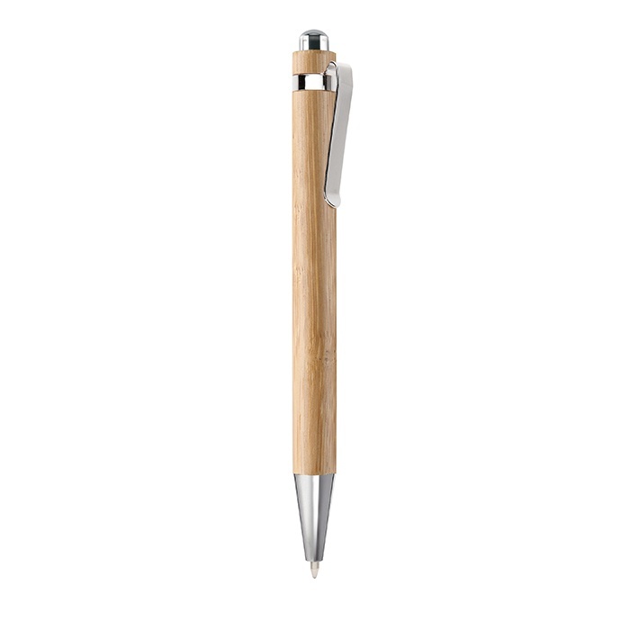 Logo trade promotional giveaways picture of: Bamboo automatic ball pen