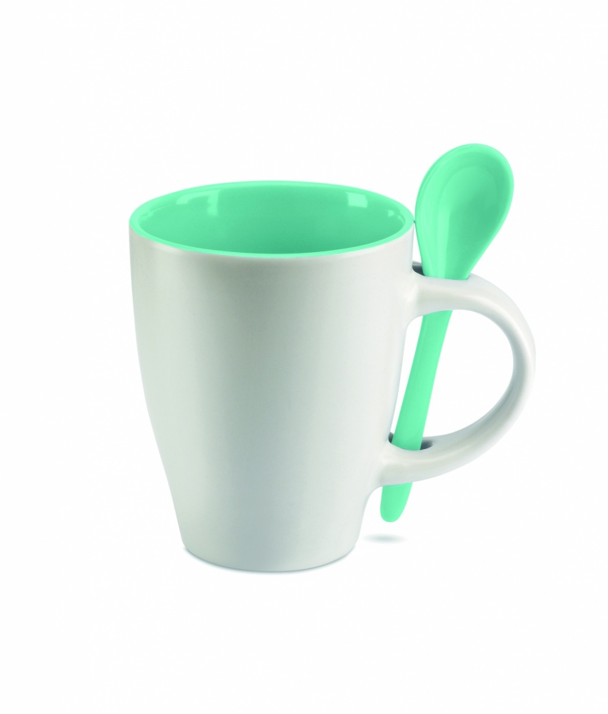 Logotrade corporate gift picture of: Bicolour mug with spoon 250 ml