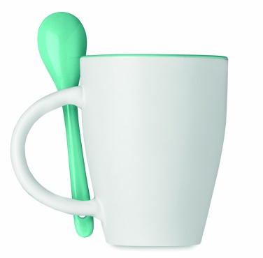 Logo trade promotional giveaway photo of: Bicolour mug with spoon 250 ml