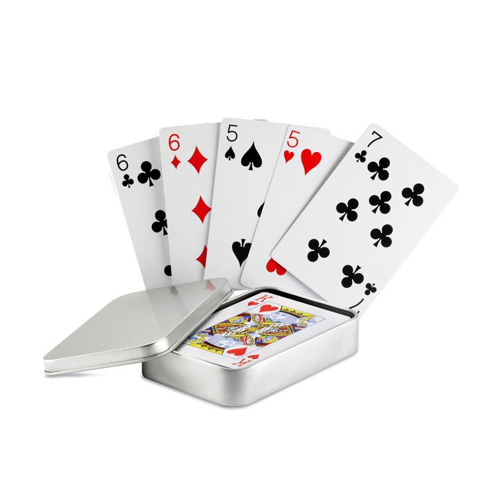 Logo trade promotional giveaways image of: Playing cards in tin box