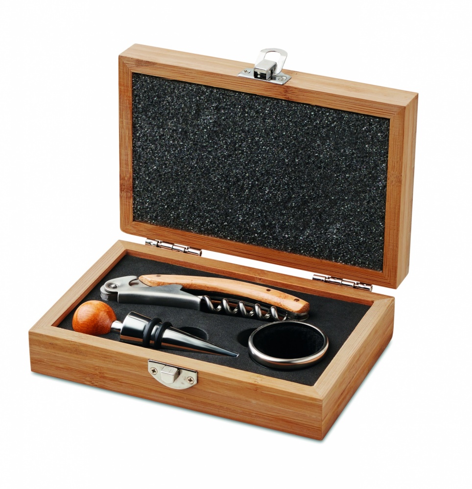 Logotrade corporate gift image of: Wine set in bamboo box