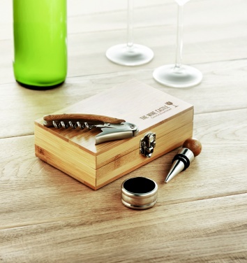 Logo trade promotional gifts image of: Wine set in bamboo box