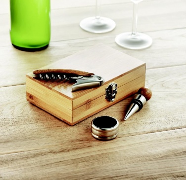 Logo trade promotional gifts picture of: Wine set in bamboo box