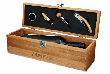 Logo trade promotional products image of: Wine set in bamboo box