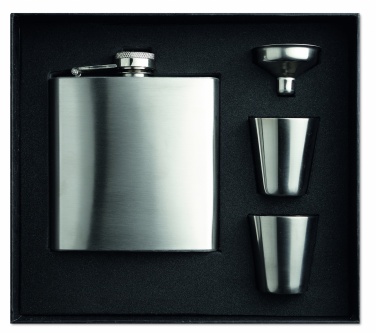 Logotrade advertising product picture of: Slim hip flask w 2 cups set