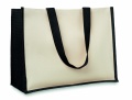 Jute and canvas shopping bag, Black