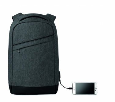 Logo trade business gifts image of: 2 tone backpack incl USB plug