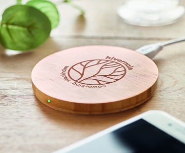 Logo trade promotional product photo of: Wireless charger bamboo 5W