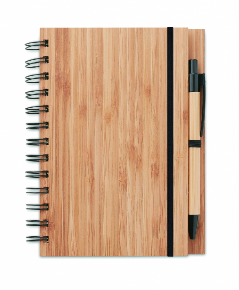 Logo trade promotional giveaways image of: Bamboo notebook with pen lined BAMBLOC