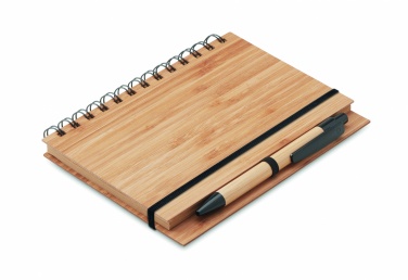 Logo trade promotional giveaways image of: Bamboo notebook with pen lined BAMBLOC