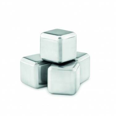 Logo trade promotional products picture of: Set of 4 SS ice cubes in pouch