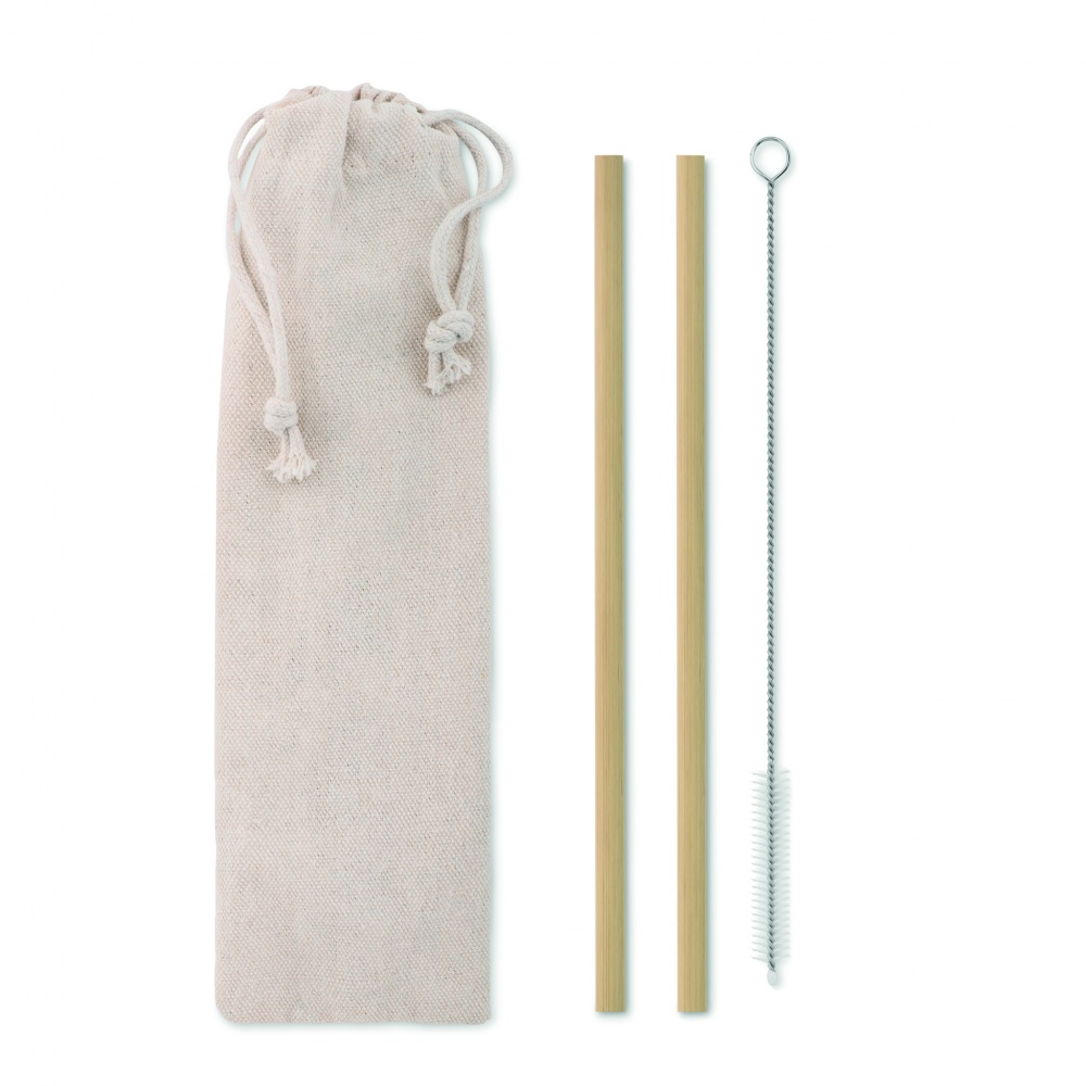 Logo trade promotional product photo of: Bamboo Straw w/brush in pouch