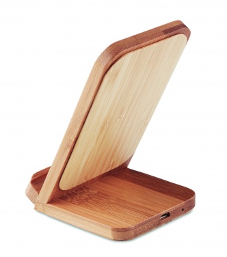 Logo trade business gifts image of: Bamboo wireless charge stand 5W WIRESTAND