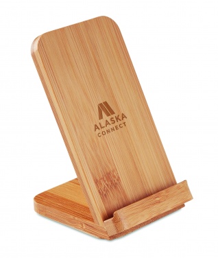 Logo trade corporate gifts image of: Bamboo wireless charge stand5W