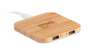 Logo trade promotional gifts image of: Bamboo wireless charge pad 5W