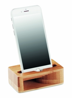 Logo trade business gifts image of: Bamboo phone stand-amplifier CARACOL