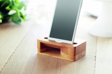 Logo trade promotional items image of: Bamboo phone stand-amplifier