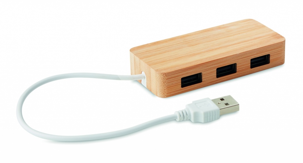 Logotrade promotional product image of: Bamboo USB 3 ports hub