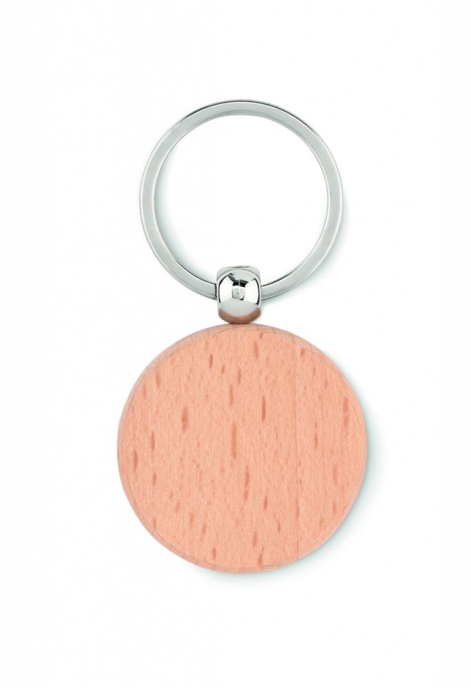 Logo trade promotional merchandise photo of: Round wooden key ring Saldus