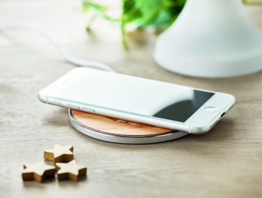 Logo trade promotional item photo of: Bamboo wireless charger 10W