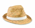 Natural straw hat, White