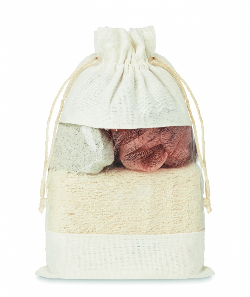 Logo trade promotional merchandise image of: Bath set in cotton pouch